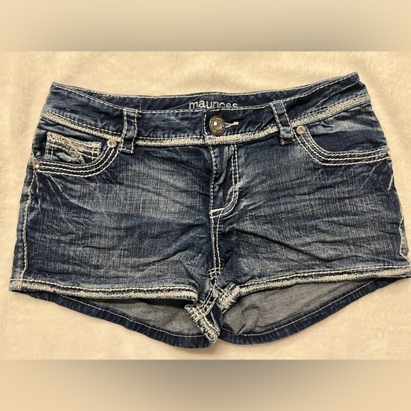 Maurices stretch distressed boho Jean denim shorts plus size 20 2X - Picture 1 of 3